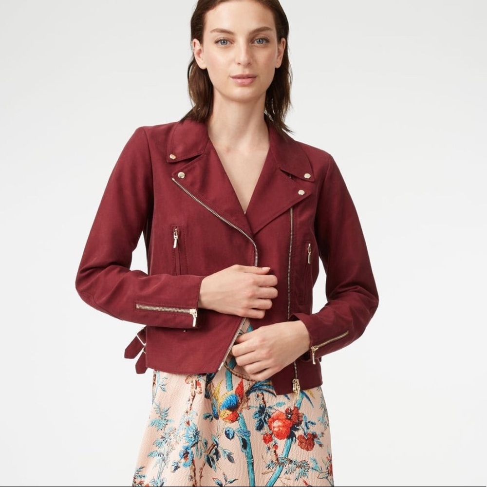 Club Monaco Kapri Moto Jacket Burgundy Women’s XS